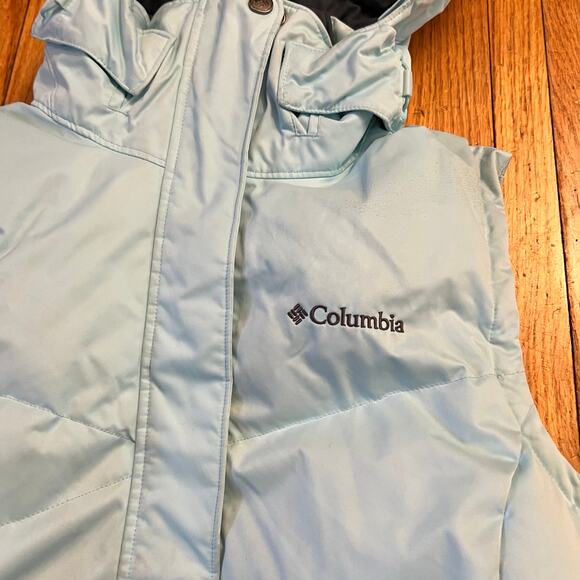 Columbia Vest Womens Large Omni Heat Hooded Down Jacket Light Blue * - Picture 2 of 13